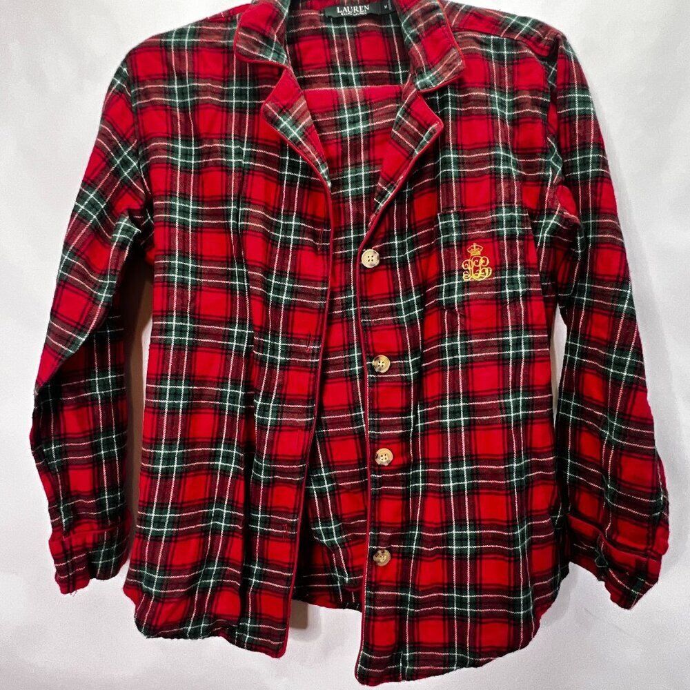 Ralph Lauren Plaid Red Check Flannel 2pc Pajamas Set Size M